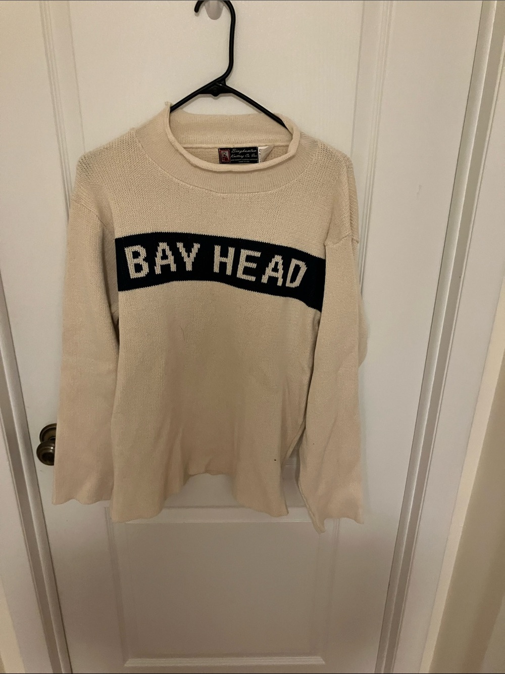 Crewneck cotton Bay Head Sweater in Cream
